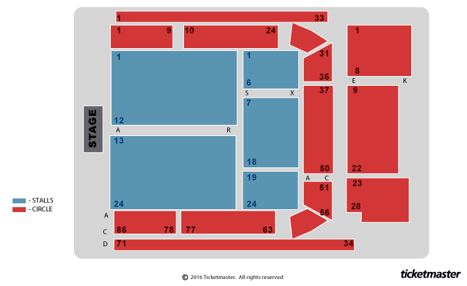 Seating Chart: Parr Hall End Stage