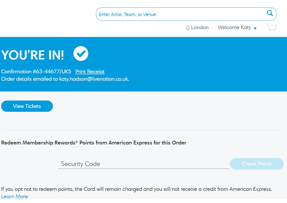 American Express® Ticketmaster UK