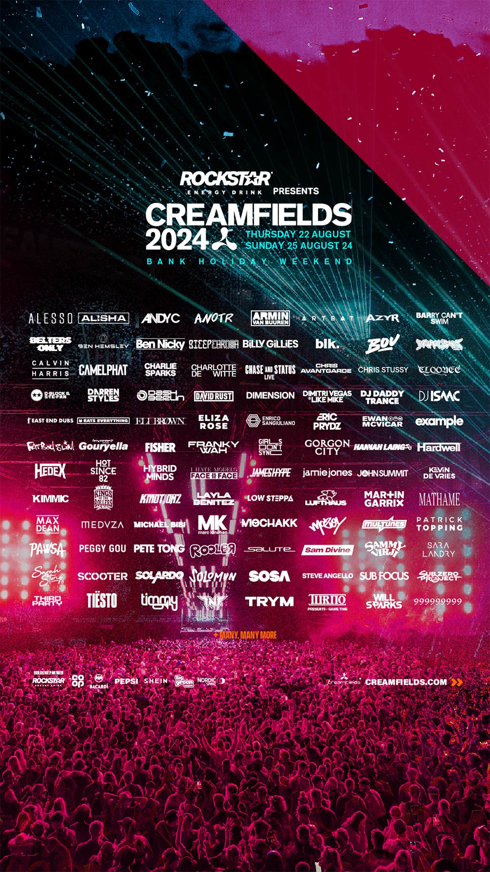 Rockstar Energy presents Creamfields 2024 Festival Line up & Info