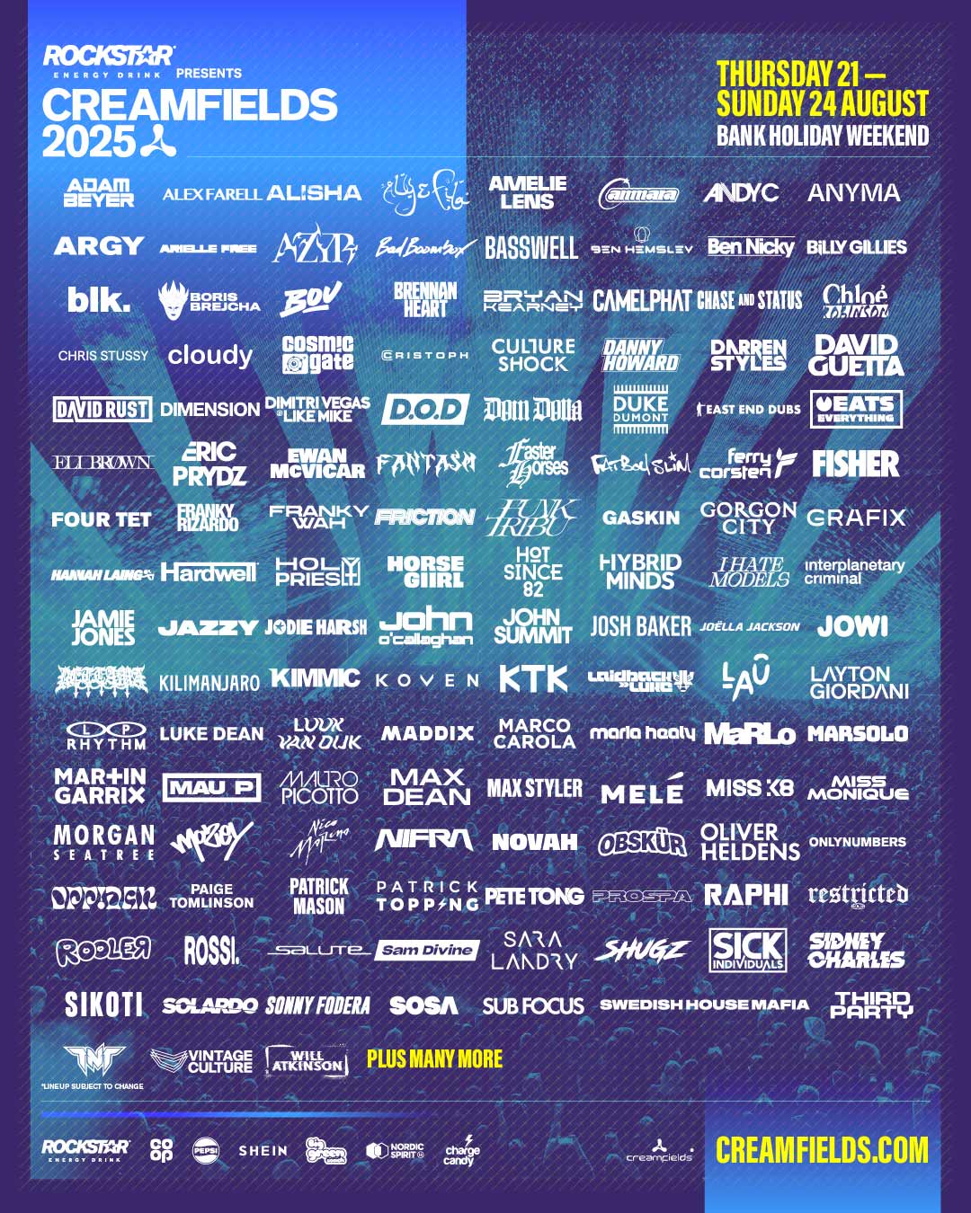 Rockstar Energy presents Creamfields Line-up 2025