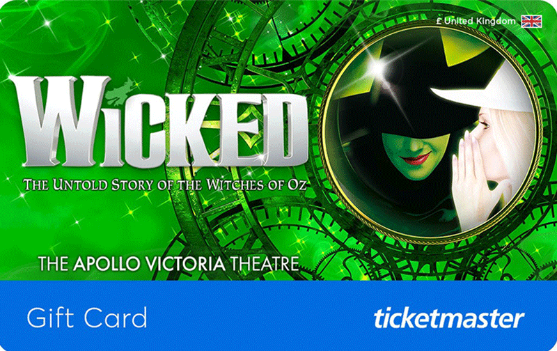 Thumbnail image Wicked  The untold  story of the witches of oz - The Apollo Victoria Theatre  - Cogs and two witches on a green background