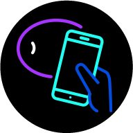 Hand holding phone with contactless symbol