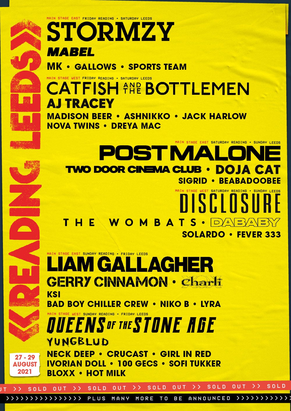 Reading and Leeds Line-up Poster 2021