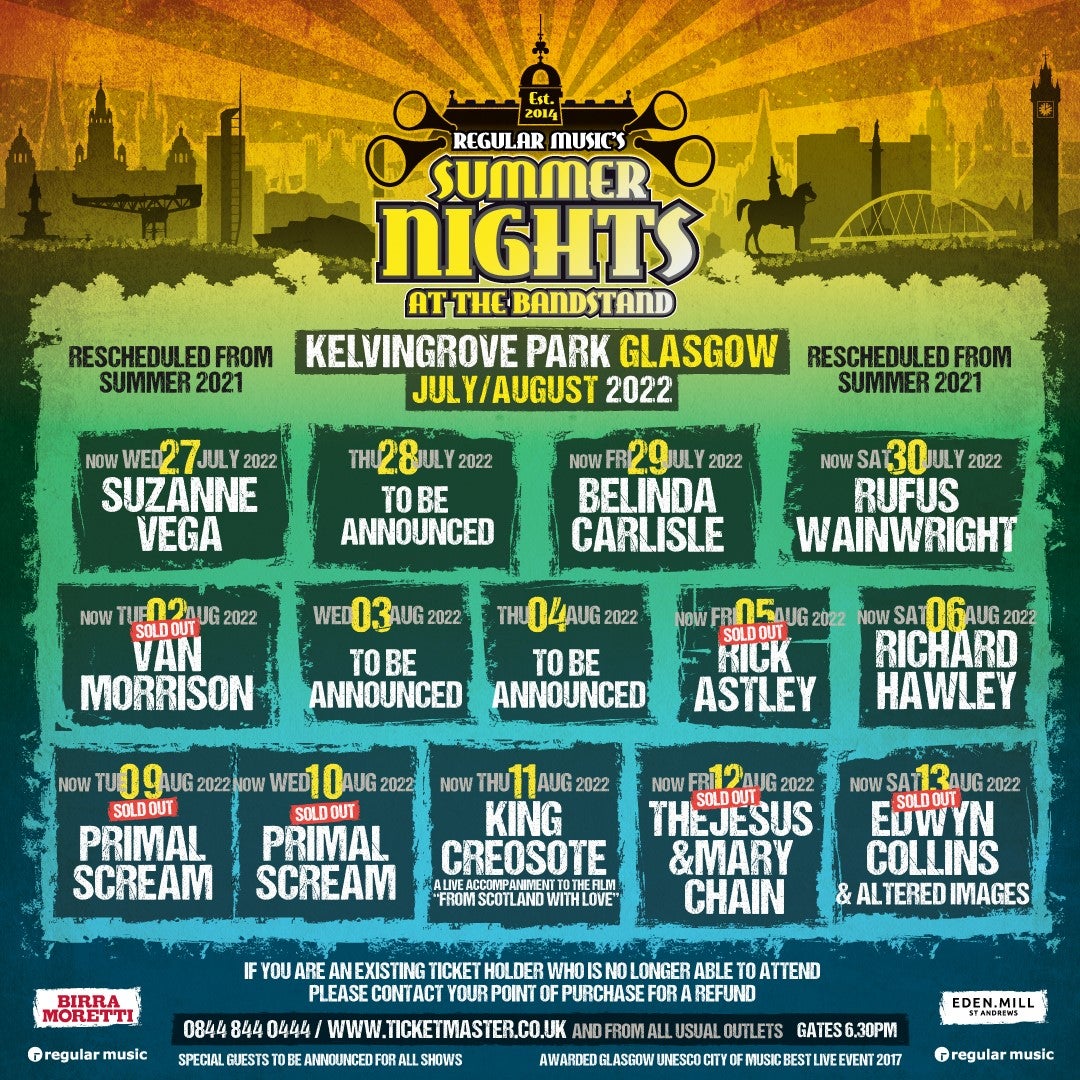 Glasgow Summer Nights 2022 Kelvingrove Bandstand Events Tickets