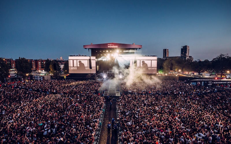 View of stage at night