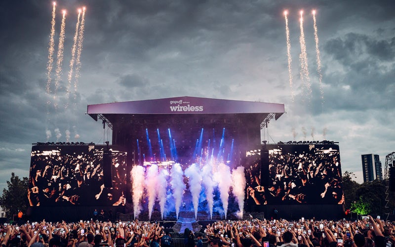 Stage with fireworks
